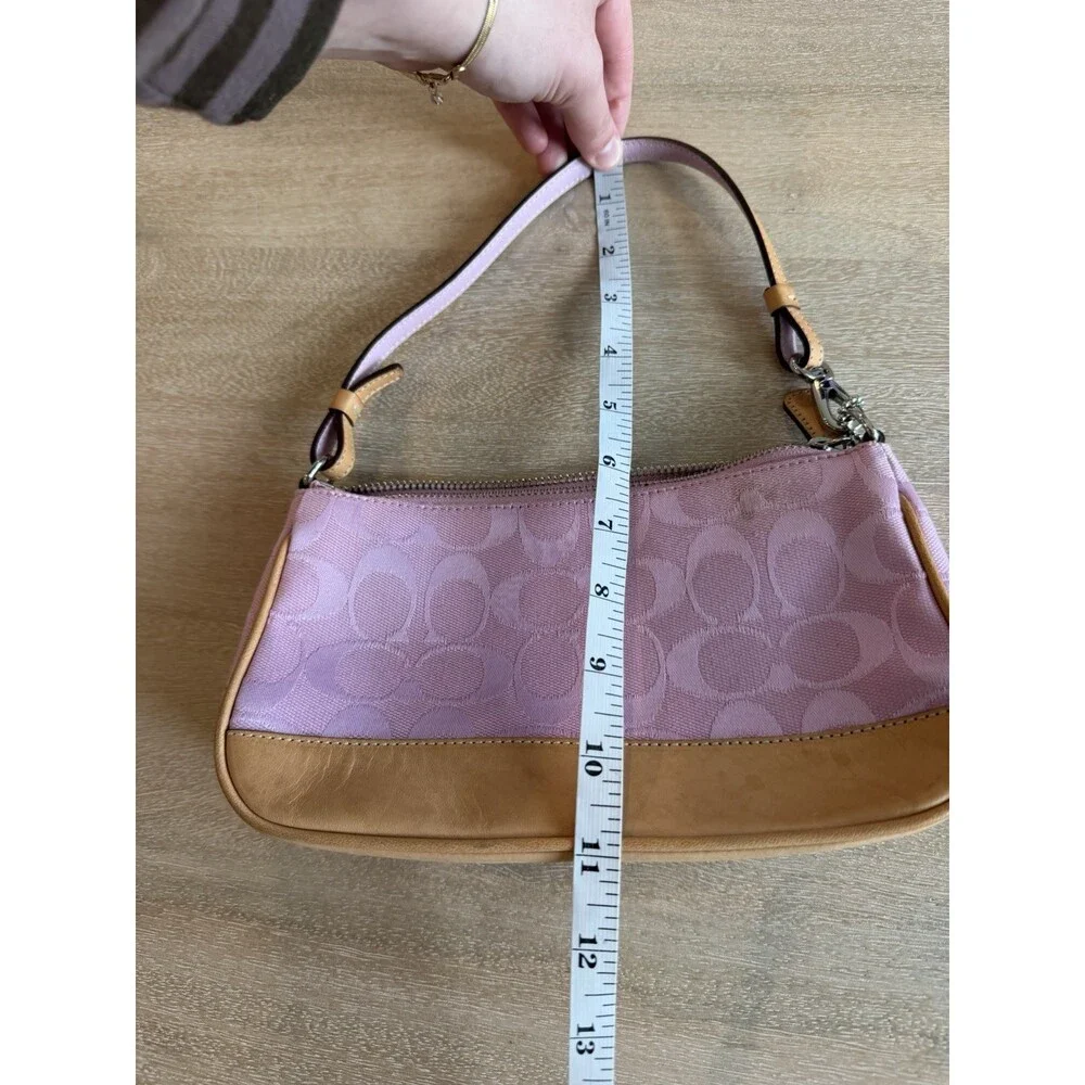Coach Y2K Vintage 6094 Baby Pink Signature Demi Shoulder Bag Pouchette Leather